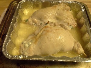 Because the chicken is skinless, it doesn't actually brown when cooked like this. They may not look it, but these were completely cooked through.