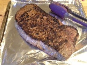 Seared and ready to be finished in the oven.