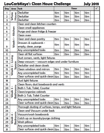 LowCarbKaye's Clean House Challenge July 2018